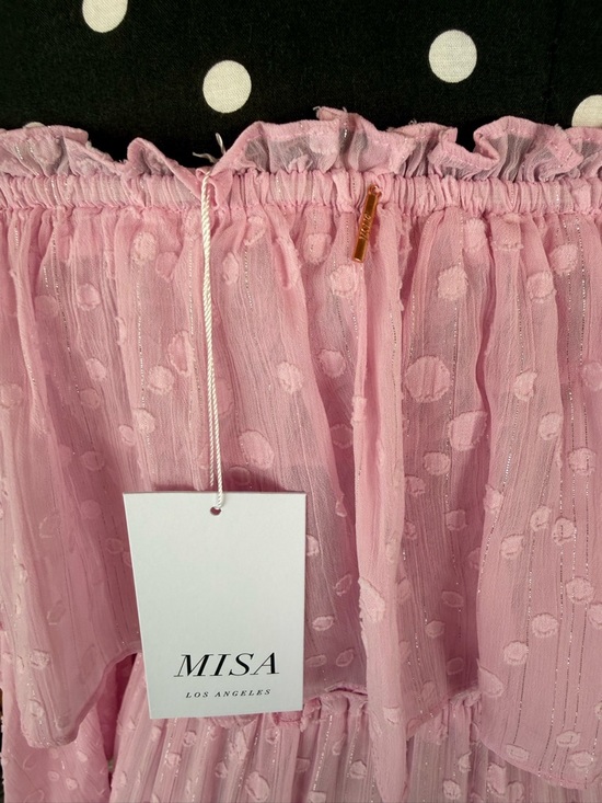 MISA Los Angeles Blush Pink Off Shoulder Tiered Maxi Dress Romantic Resort Boho - Picture 8 of 9